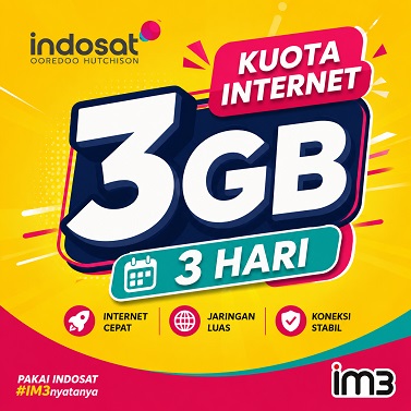 Indosat 3GB 3 Hari Kuota
