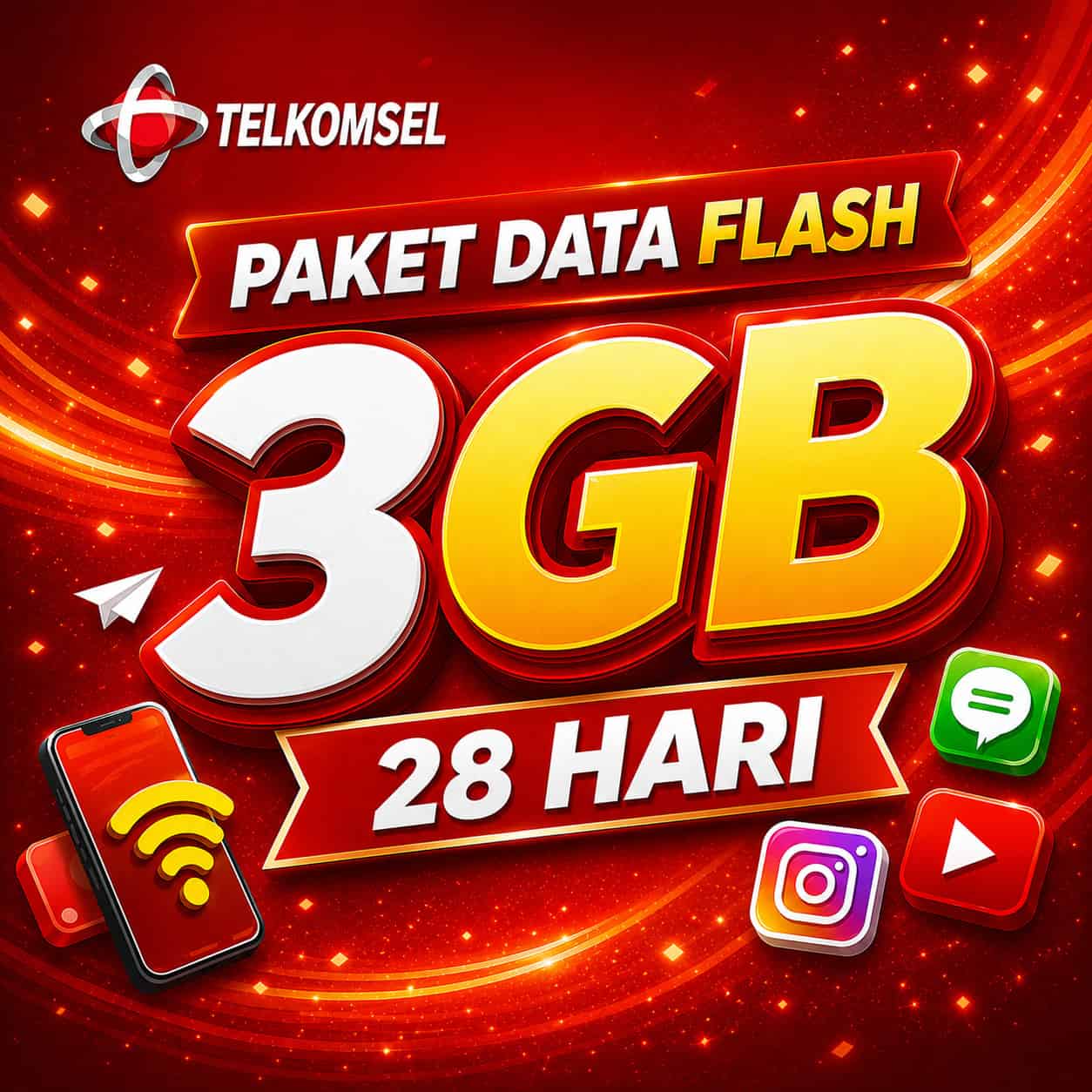 3GB TSEL Paket Data Flash 28 Hari