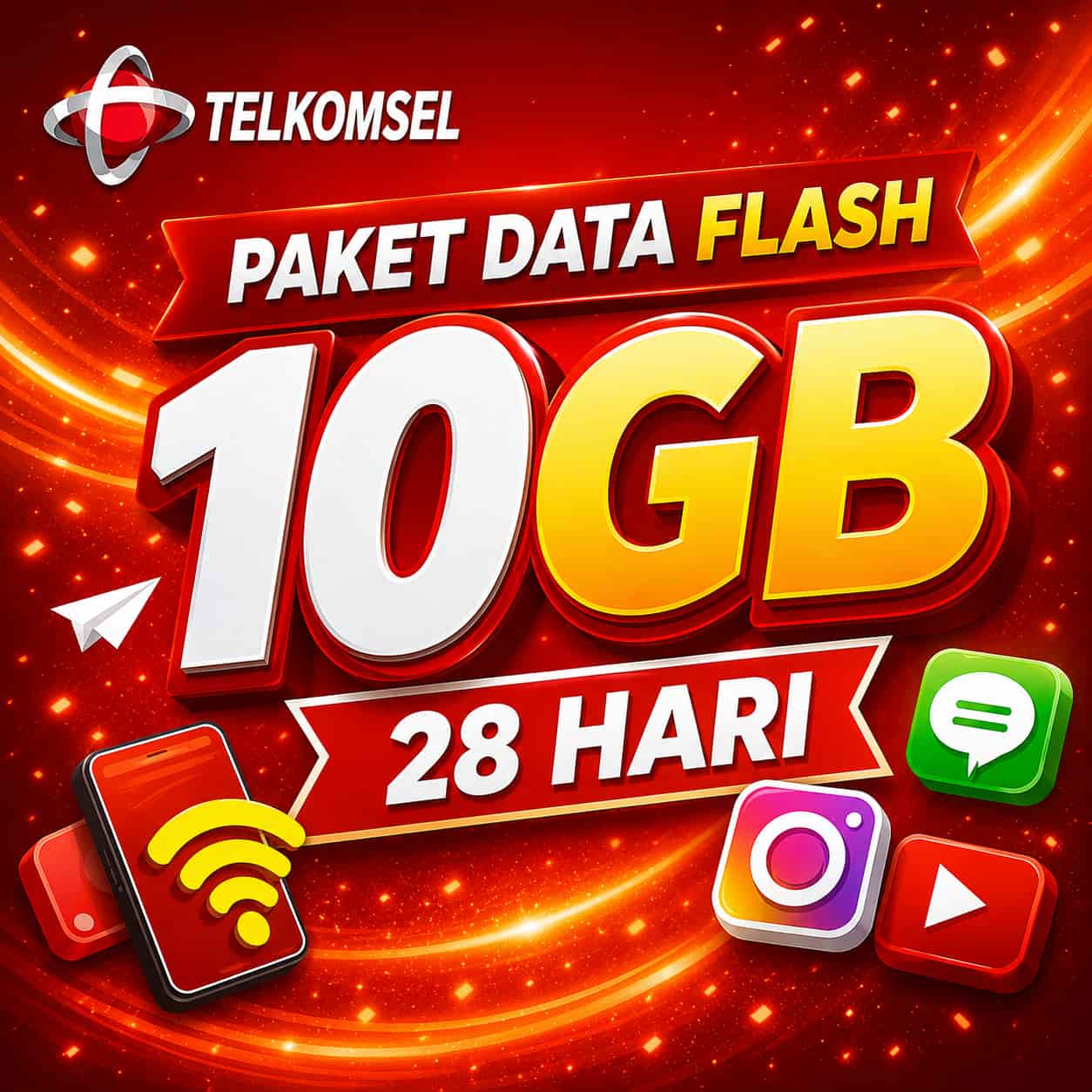 10GB TSEL Paket Data Flash 28 Hari