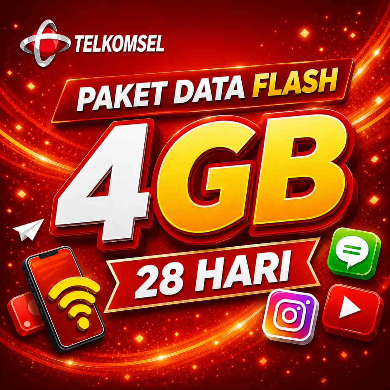 4GB TSEL Paket Data Flash 28 Hari