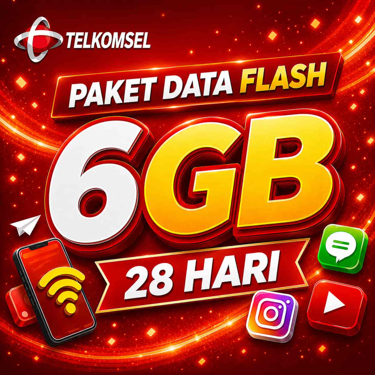 6GB TSEL Paket Data Flash 28 Hari
