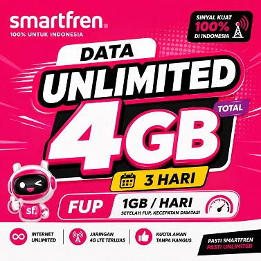 Smartfren 4GB 3 Hari (FUP 1GB/hr)
