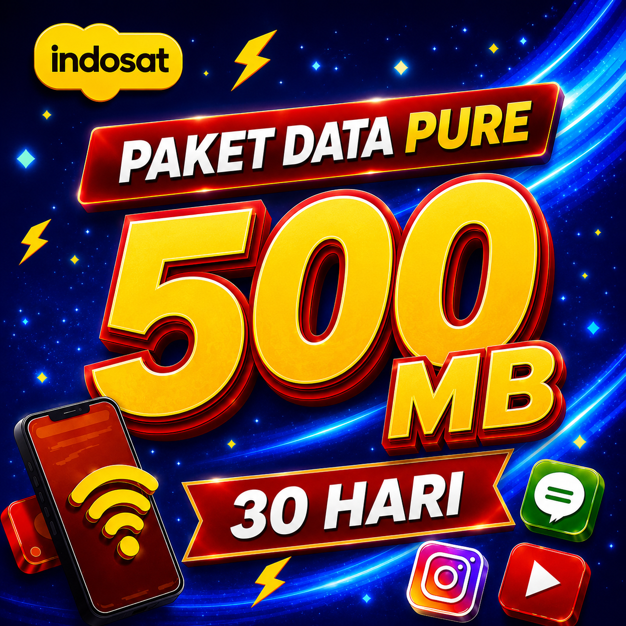 Indosat Data Pure 500MB 30 Hari