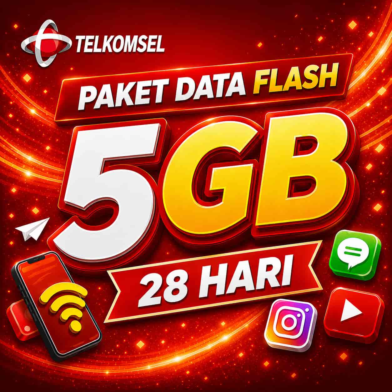 5GB TSEL Paket Data Flash 28 Hari