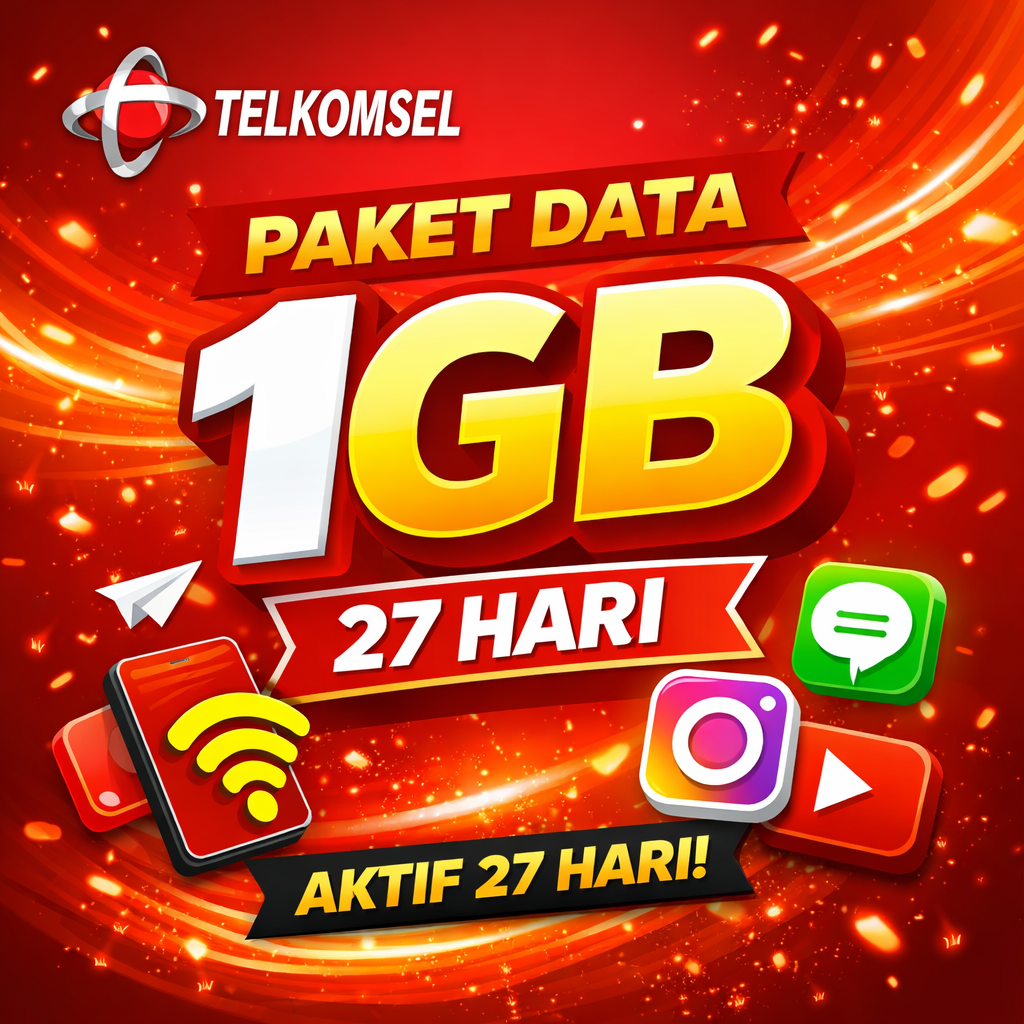 1GB TSEL Paket Data  27 Hari bonus 200 token