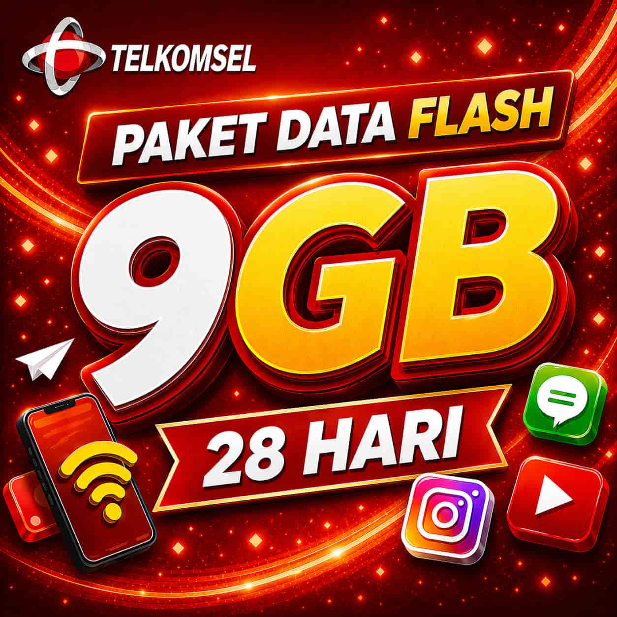 9GB TSEL Paket Data Flash 28 Hari