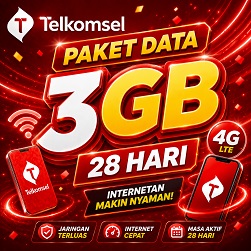 3GB Paket Data Telkomsel 28 Hari